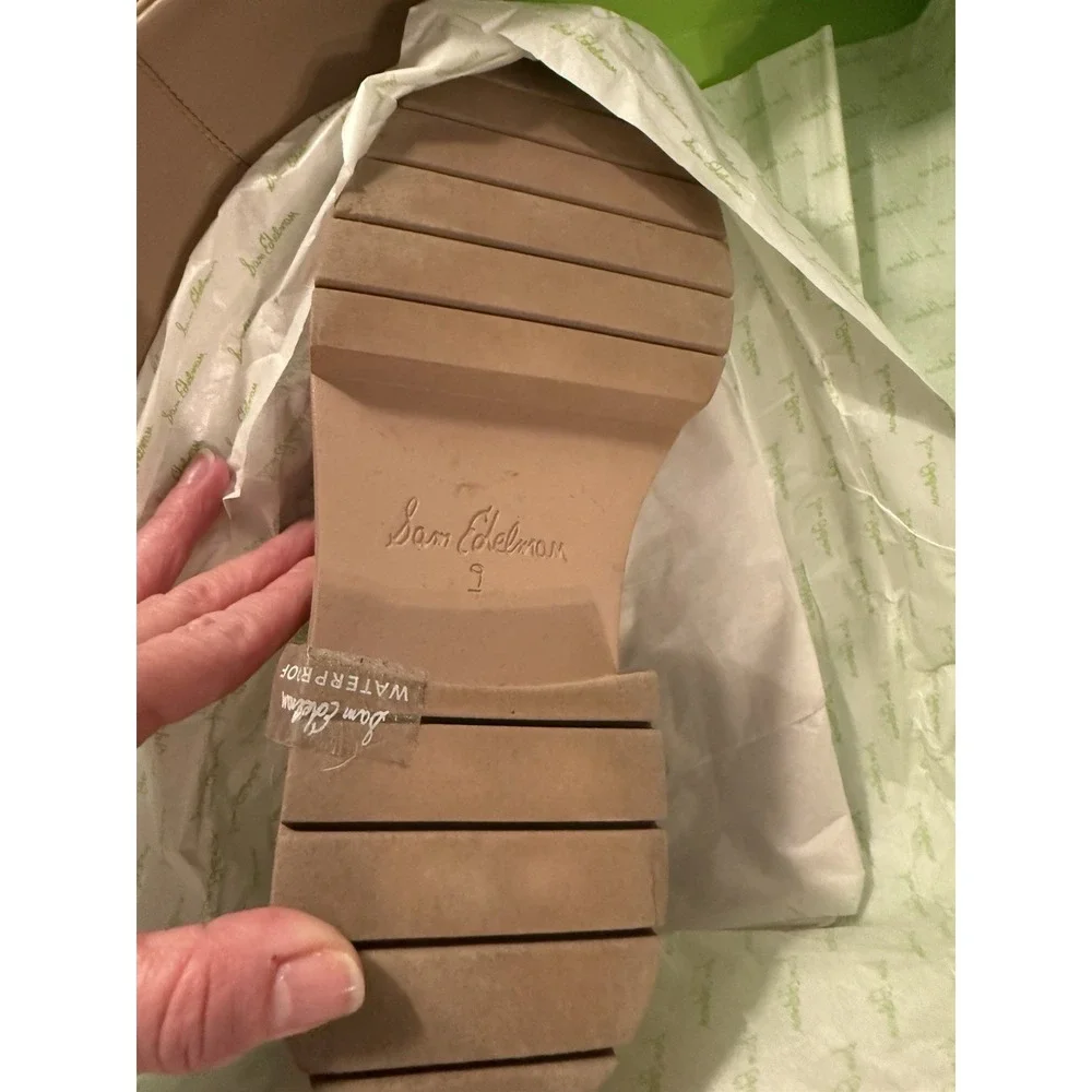 Sam Edelman Women's Larina Knee High Waterproof‎ Boot Sesame Tan 9 $250 With Box